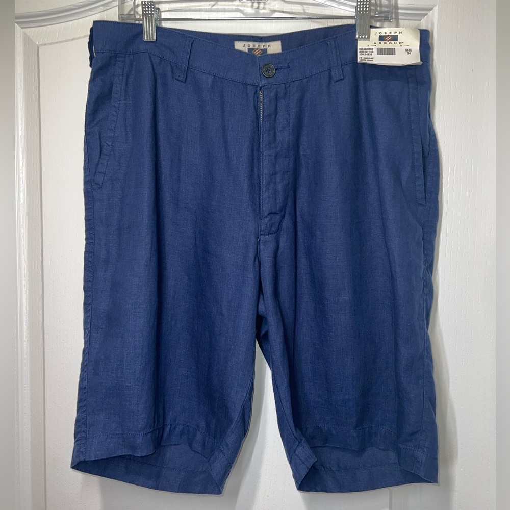 Joseph Abboud NWT FF Hemmed Navy Linen Shorts Men’s Size 34